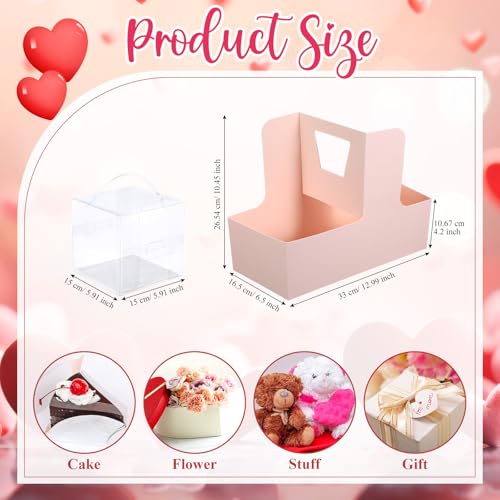 Qinyoung 12 Sets Wedding Gift Baskets with Handles - color: Pink