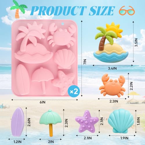 Summer Beach Silicone Mold 2Pc Summer Ocean Silicone Fondant Molds - color: summer pink
