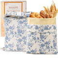2-Pack Reusable Beeswax Bread Bags - color: Navy Bloom