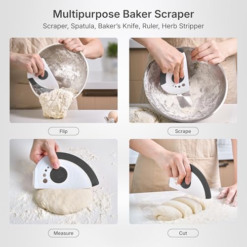 NexTrend grey 5-in-1 flexible dough and bowl scraper with stainless-steel edge and integrated ruler - color: Gray