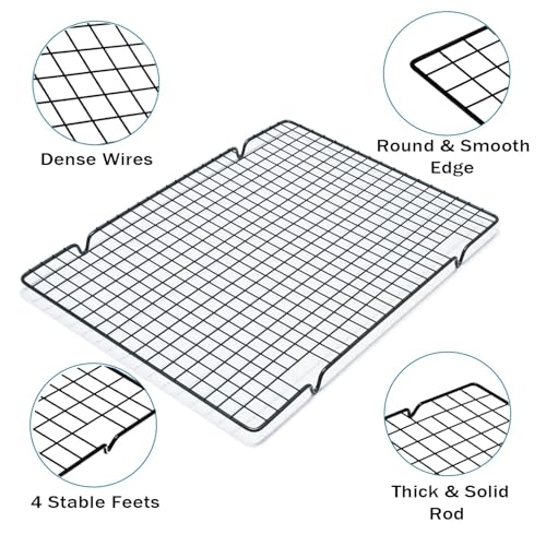 VNIMTI 2 Pack Cooling Rack for Baking Cooking, 16" x 10" Squares Wire Racks - size: 16" x 10" - 2PCS