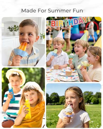 8PCS Ice Cream Cone Holder & Popsicle Sleeve Set - style: 8Pack( 4Pcs Silicone Ice Cream Cone Holders + 4Pcs Neoprene Popsicle Sleeves)