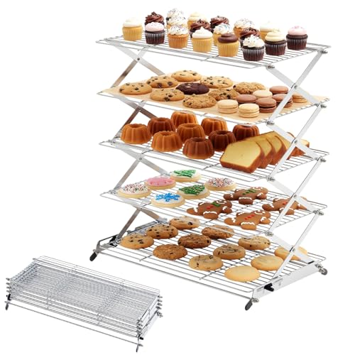 Novabright 5 Tier Collapsible Cooling Rack for Baking 16" x 10" Stainless