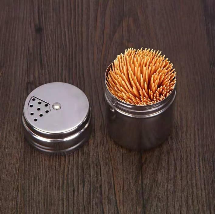 2 PCS Stainless Steel Salt and Pepper Shaker Seasoning Cans with Adjustable Pour Holes for Salt Powder Sugar Cinnamon Pepper Kitchen Dinner Table Cooking Baking Camping Tool
