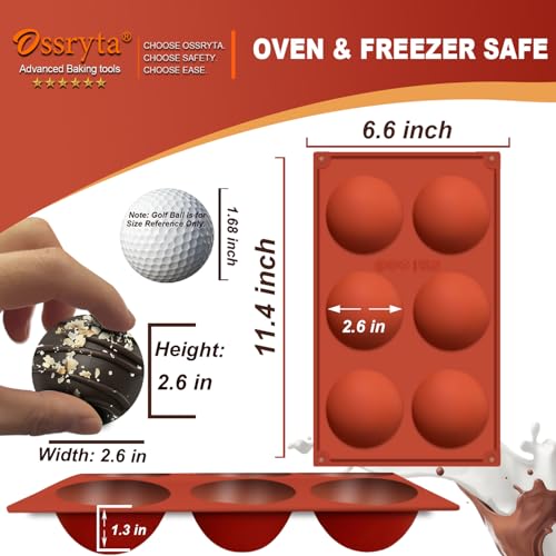 6-Cavity Large Semi-Sphere Silicone Molds - Half Sphere Baking Molds for Chocolate Bombs, Dome Cakes, Candy, Jelly & Mousse - Reusable Non-Stick Chocolate Mold Set (3 Pack) - color: 3Pcs, Large 6-Cavity molds, size: Semi Sphere