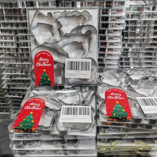MrCookie Large Christmas Cookie Cutters Set,6 Festive Shapes with 2 Sizes - color: Large Christmas B