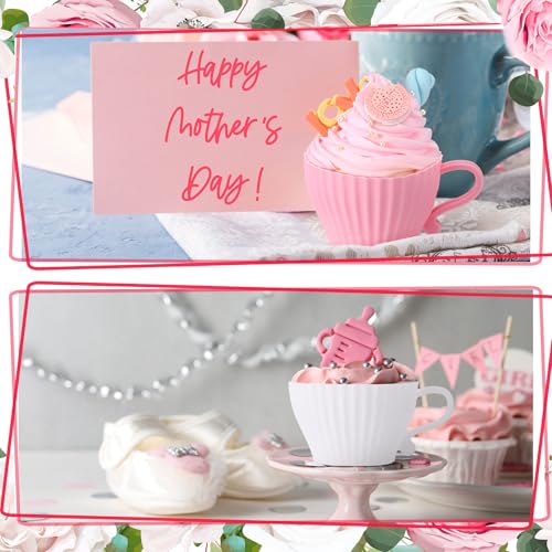 Vesici 24 Pcs Silicone Teacup Cupcake Molds, Reusable Baking Liners
