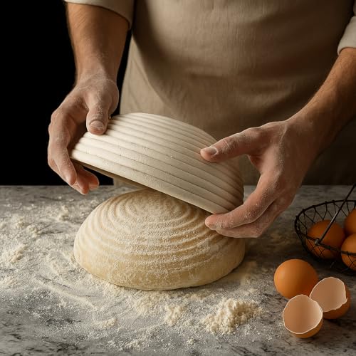 Saint Germain Bakery Premium Round Bread Banneton Basket with Liner - Perfect Brotform Proofing Basket for Making Beautiful Bread (9 inch) - size: 9 inch