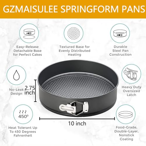 10 Inch Springform Pan Baking Pans Round Leakproof Nonstick Removable Bottom Bakeware for Cake, Cheesecakes, Pizza, and Quiches - size: 10 Inch