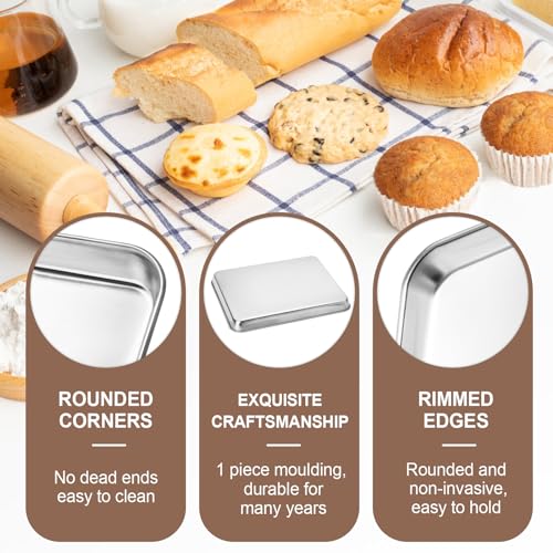 Cookie Sheets for Baking, Stainless Steel Baking Sheet Cookie Sheet, 10/12 Inch Toaster Oven Pans Set of 2, Dishwasher Safe & Mirror Finish & Rust Resistant