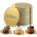 HANSGO Mini Round Golden Cardboard Cake Base, Mousse Cake Boards 100 PCS - size: Round Cake Base