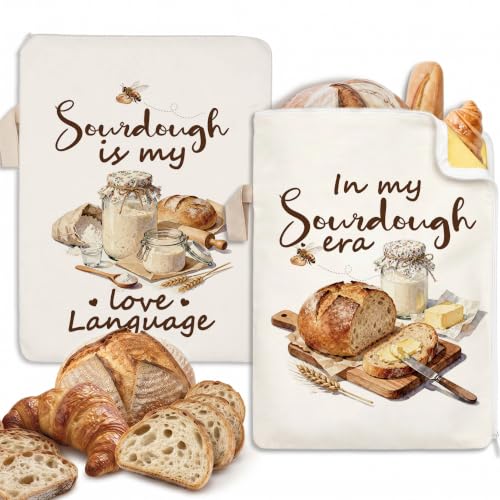 in My Sourdough Era Gifts Beeswax Bread Bags 2 Pack XL 13x17in - color: In My Sourdough Era 01