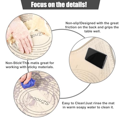 Silicone Pastry Mat 36X24 inch Baking Mat Large Dough Mat with Measurements - color: Gray, size: 36"L x 24"W