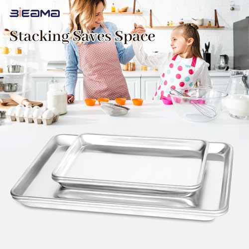 BIEAMA Aluminum Baking Sheet Pan Set of 4, 18" x 13"+ 13" × 10" - size: 4PACK 18"×13"+13"×10"