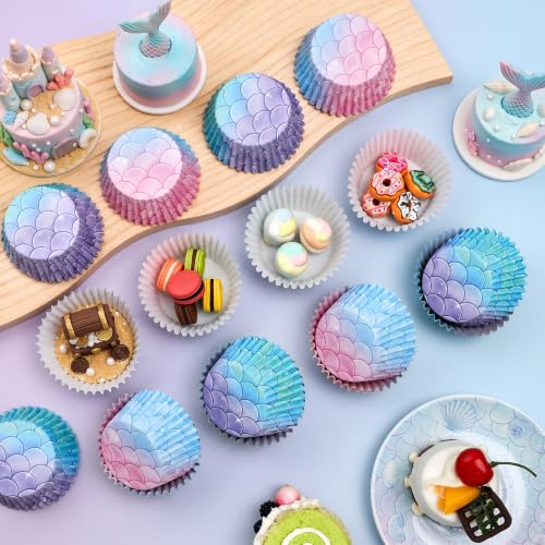 Mermaid Cupcake Liners 200 Pack 2 Styles Gradient Baking Cups - style: Style C