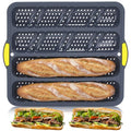 LemonRoad 4 Loaf Silicone Baguette Bread Pan French Loaf Mold 15"x13"