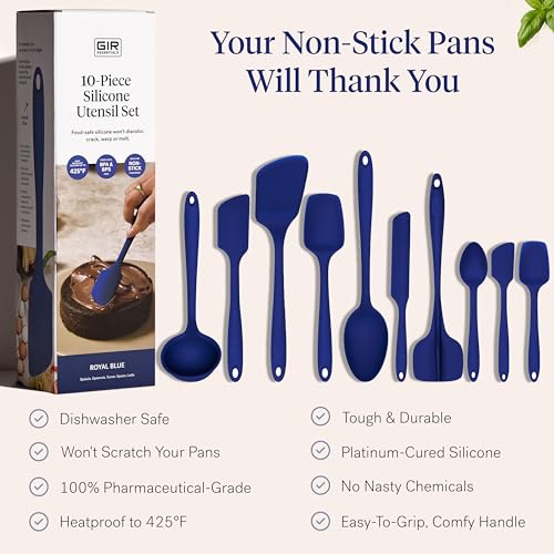 GIR: 10-Piece Silicone Essentials Kitchen Utensils Set – Royal Blue - color: Royal Blue, size: 10 - Piece Set