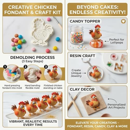 Cartoon Rooster Silicone for Fondant Candy Cupcake Toppers Desserts - color: Rooster Silicone Molds