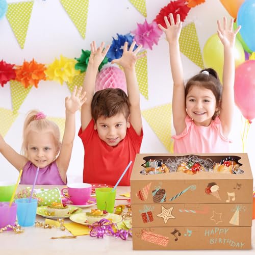TOMNK 7pcs Cookie Boxes with 3 Style Window,12x8x2.5 In Brown Bakery Boxes - color: Brown