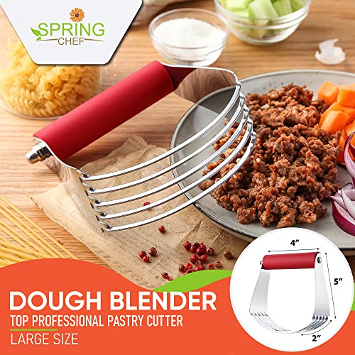 Spring Chef Large Dough Blender For Baking - Durable Pastry Blender - Red - color: Red, size: 4" Large