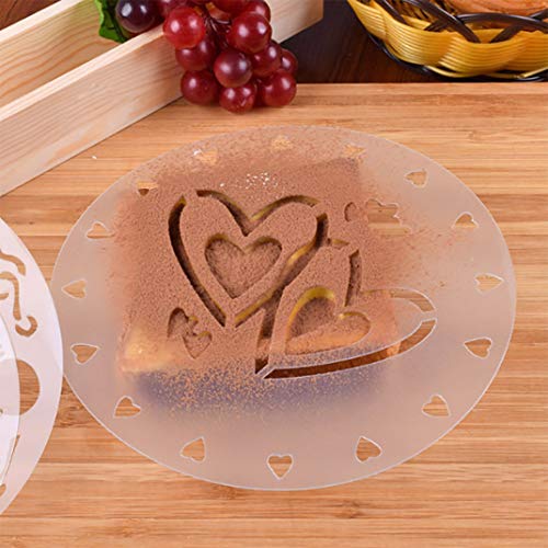 iSuperb 4 Pieces Cake Top Stencils Cookie/Cake Decorating Painting Templates Baking Tool for Cupcake Wedding Cake Fondant Impression, Wedding Birthday Party Cake Decoration Supplies