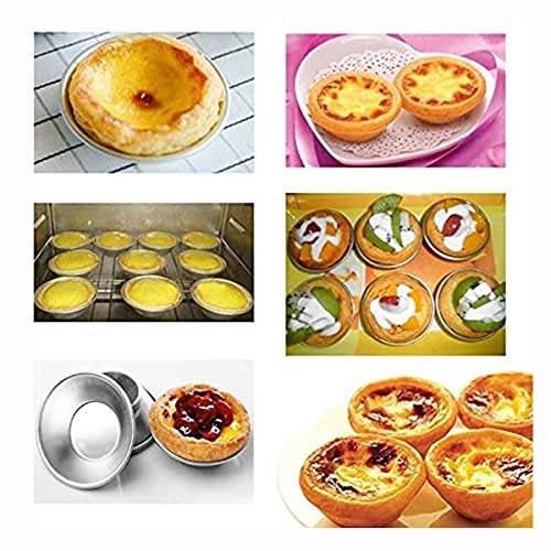 30 Pieces Egg Tart Molds Reusable Non-Stick Mini Pie Tins Aluminium