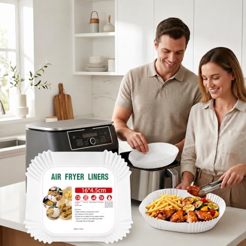 Air Fryer Liners 100 Count, Square Parchment Paper Liner 8 Inch, Non Stick Bake Paper, Disposable Oil Proof Heat Resistant Easy Cleanup for Air Fryer Basket, Oven Microwave Baking, White Square - color: 8" Square White