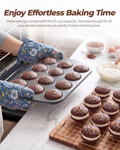 Bake Choice Muffin Top Pan, 12 Cavity Baking Pan for Muffin Tops, Non-Stick