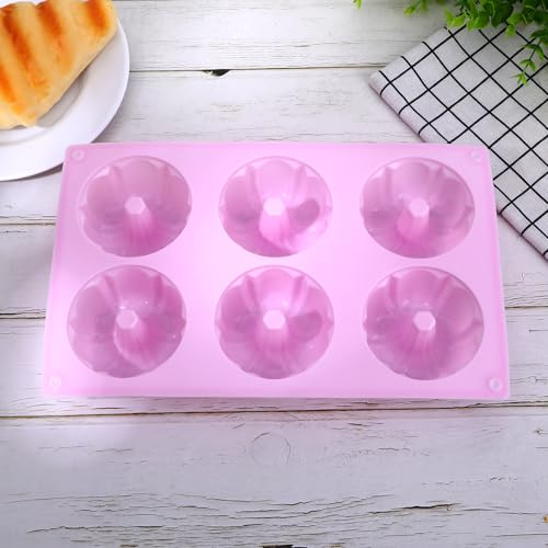 3 PCS Bundt Cake Pans for Baking, Non-stick Silicone Molds for Baking Jellies, Muffins, Donuts，Cookies, Cupcakes，6-Cavity Mini Cake Pans(Pumpkin,Purple)