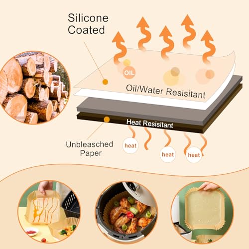 Vailnd 100Pcs 6.5 Inch Round Air Fryer Liners Disposable for 3-5QT - size: 6.5"Round