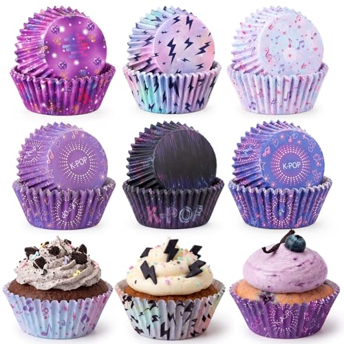 Reallnaive 300Pcs Cupcake Liners for Party Supplies, Kpop, Purple - color: Purple, style: Kpop
