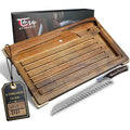 SYOKAMI Acacia Wood Bread Slicer with Bread Knife, Bread Board Bread Cutter
