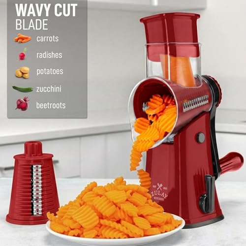 Rotary Cheese Grater Hand Crank, Vegetable Shredder - Red - color: 14 - Maroon