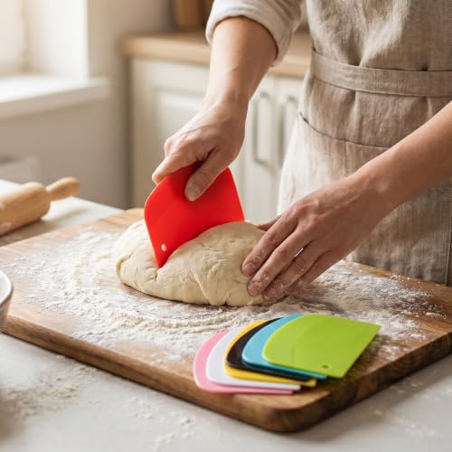 7 Pcs Plastic Bench Scraper- Bench Scraper Plastic for Kitchen, 5.23 In