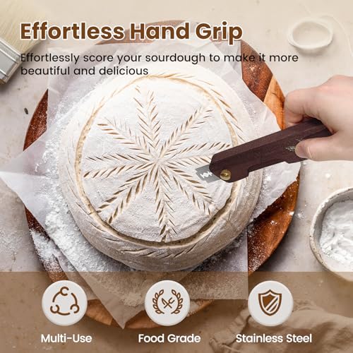 Wooden Bread Lame Scoring Tool for Sourdough with Screw Lock - color: Black Walnut