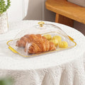Cake Plate with Dome, Cake Stand with Cover,Plastic Serving Platter Tray with Lid, Shatter-Proof, Perfect for Display, Party, Entertaining (12.4”Rectang Tray wih Lid) - color: 12.4" Rectang Tray With Lid