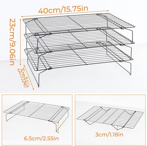 Detachable Collapsible Cooling Racks, Wire Cooling Rack Stackable Drying Rack for Bread Cookie Baking Candy Fruits (3-tier) - size: 3 TIER