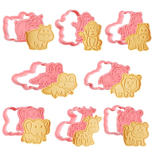 8PCS Forest Animal Cookie Cutters Set 3D Cookie Mold Plastic Cookie Stampers with Cute Cartoon Shapes for Biscuit Fondant Snacks Cheese Baking