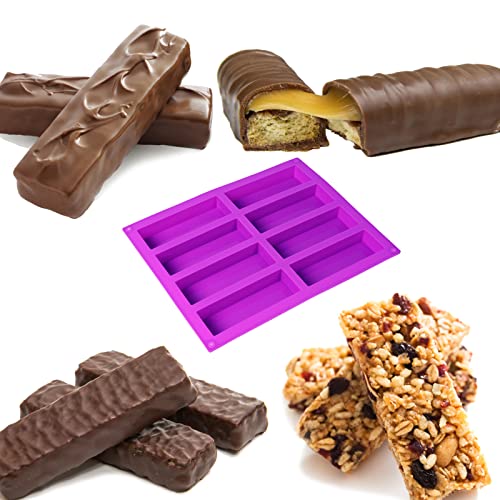 3 Pack Granola Bar Mold Silicone Mold,8 Cavity Rectangle Energy,Cereal Bar Molds for Ganache, Chocolate Bar, Truffles, Cheesecake