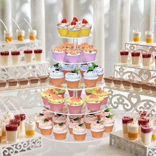 5 Tier Round Cupcake Stand for 50 Cupcakes Acrylic Cupcake Tower
