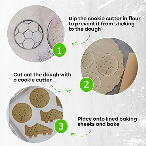 Soccer Cookie Cutter Set of 5 - Soccer Ball Shapes & Stamps, Sports Jersey Cookie Cutter for DIY Baking Supplies - Kit for Sports-Themed Party