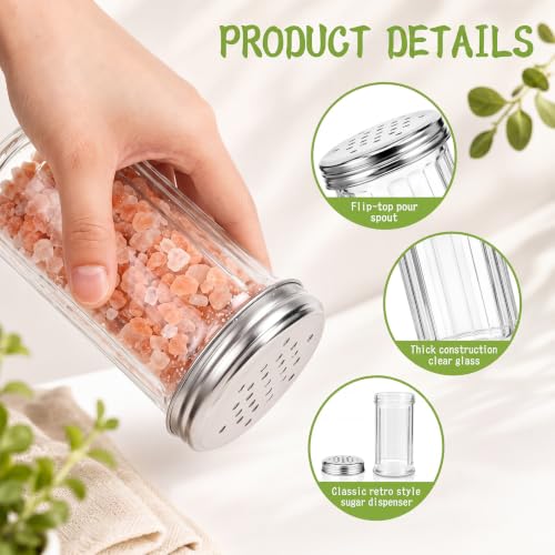 Mimorou 8 Pcs 12 oz Glass Sugar Shaker Pourer Dispenser, 5.5'', Shaker Lid - style: Shaker Lid