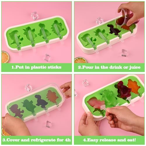 2 Pack Silicone Popsicle Molds, Cars, Ships, Train, Rocket and Dino Shapes - size: 2 Pcs Mini Cartoon - Green & Blue