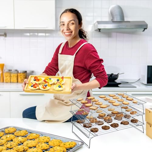 Hunnycook Cooling Racks - 10 * 16 Inch 3PCS Stackable Tall Baking Racks, Stainless Steel Wire Rack for Baking Sheet, Cooling Racks for Cooking and Baking, Oven and Dishwasher Safe - size: 10" x 16" Silver Tall Baking Rack
