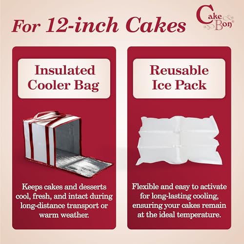 Cakebon 12" Insulated Cake Bag with Ice Pack Cooler Carrier 1Pack - size: 12 inch, style: White - 1 Pack