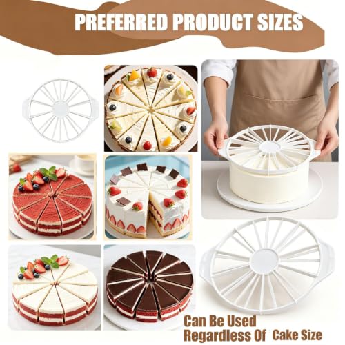 10.6 Inch Cake Portion Cutter 10 and 12 Slice Marker with Handles