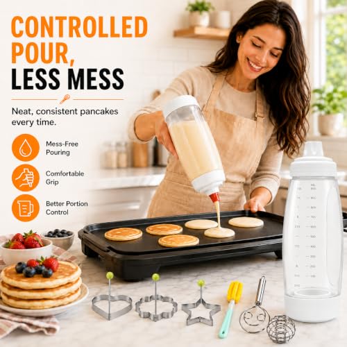 2 Pack Pancake Batter Dispenser Bottle Kit (2 Pack-White) - color: 2 Pack-White