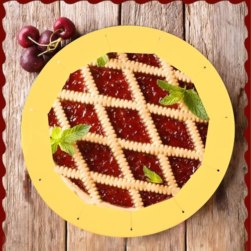 Heavy Duty Silicone Pie Crust Shield Edge Protector Fit 8-10.5 Inch Pie Pan - color: Yellow
