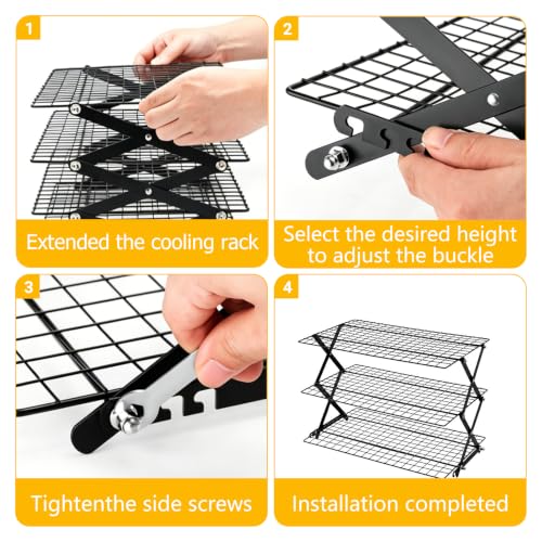Collapsible Cooling Rack 3-Tier Foldable Cookie Cooling Rack for Baking - size: 3-Tier