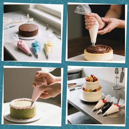 10 Inch Disposable Piping Bags 200PCS, Icing Piping Bags for Frosting, Thickened Non-Slip and Anti-Burst Pastry Bags for all Size Tips Couplers and Baking Cookies Candy Supplies Kits - size: 10 inch